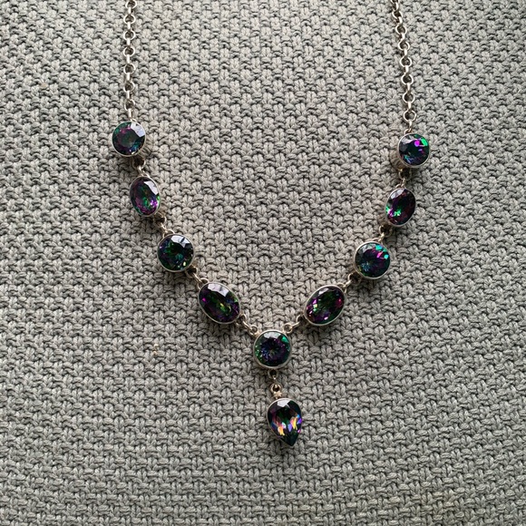 mystic topaz necklace plated in silver - Picture 1 of 5